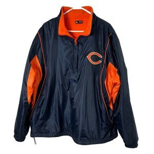 NFL Team Apparel Chicago Bears Reversible Wind Fleece Pullover Jacket 1/3 Zip XL